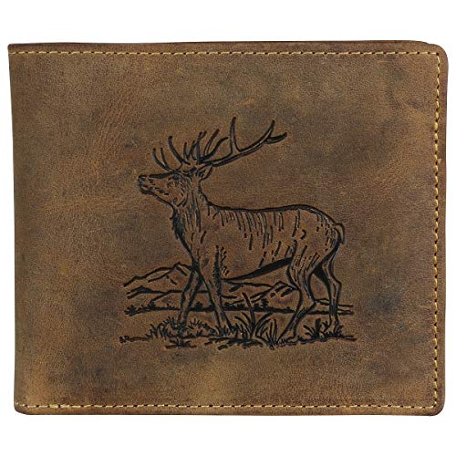 Greenburry Wallet Leather Deer Embossed with ID Card Holder Vintage Brown Men's von Greenburry