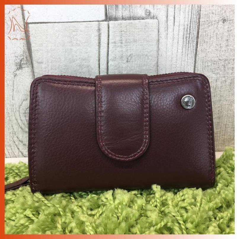 Greenburry Geldbörse Spongy Reißverschluss Damenkombibörse griffiges Leder bordeaux von Greenburry