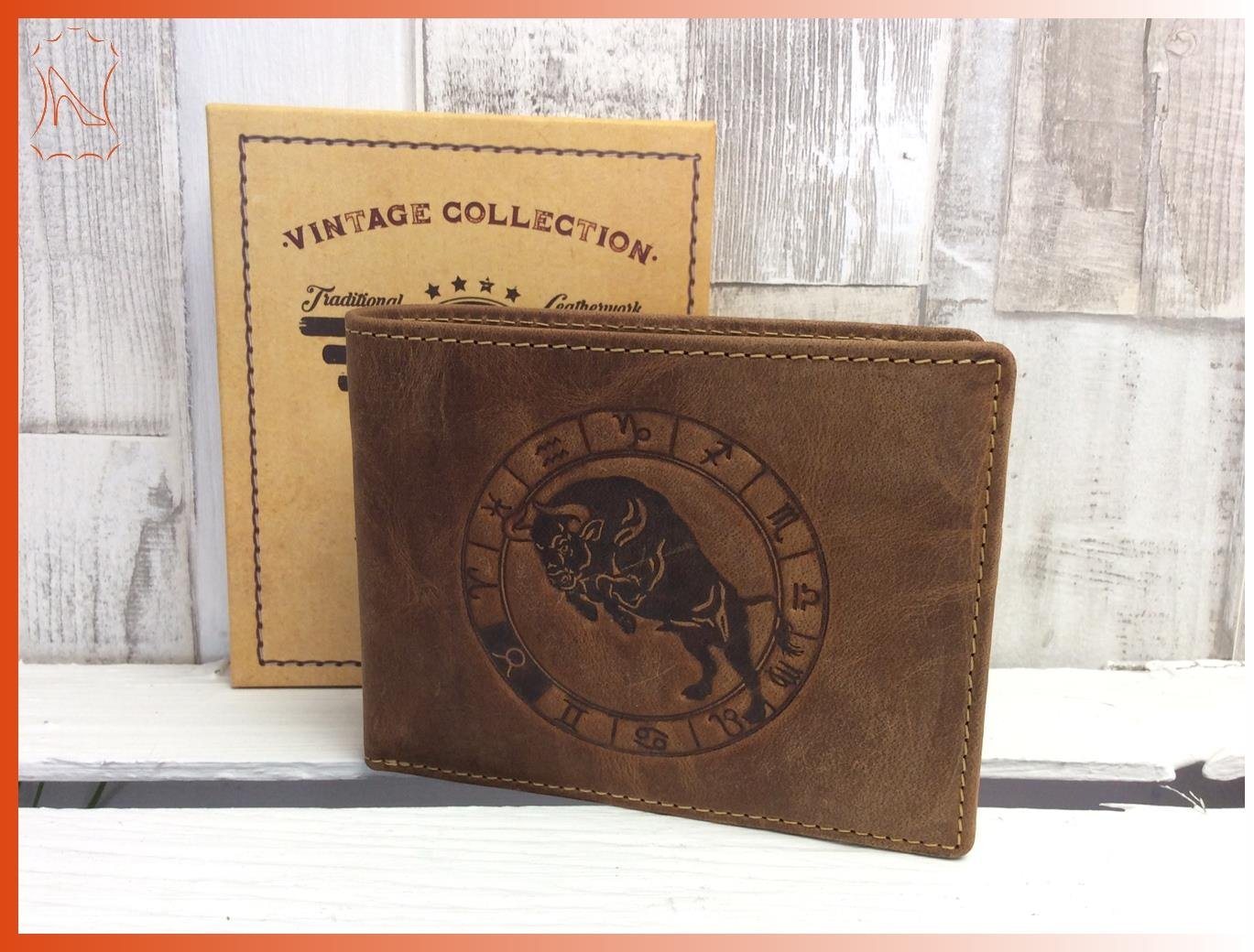 Greenburry Geldbörse Sternzeichen Stier Geldbörse Fettlederbörse Portemonnaie braun von Greenburry