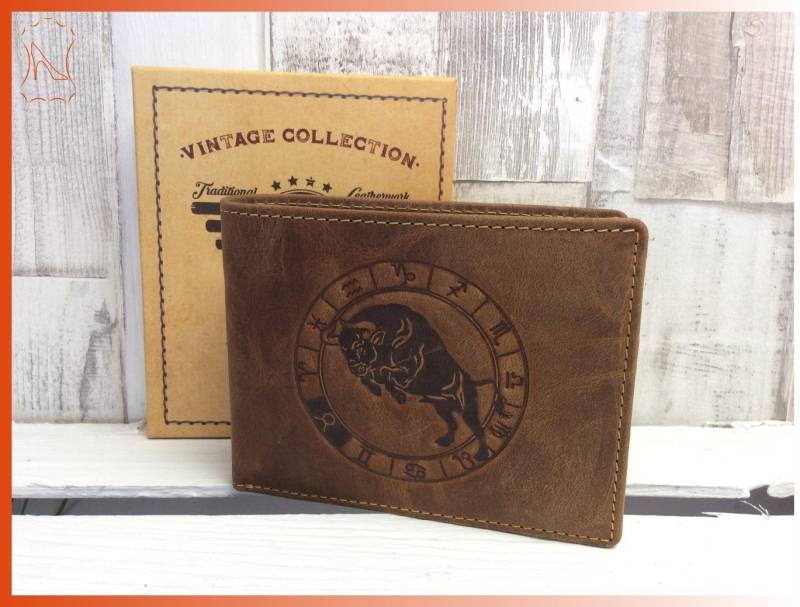 Greenburry Geldbörse Sternzeichen Stier Geldbörse Fettlederbörse Portemonnaie braun von Greenburry