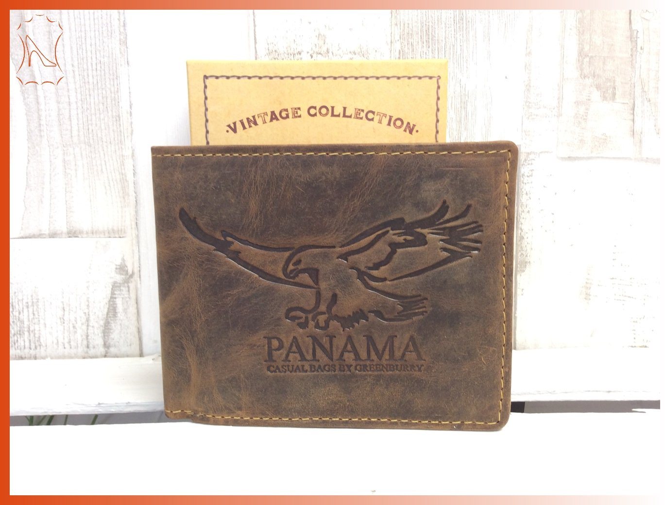 Greenburry Geldbörse Vintage Geldbörse Antiklederbörse Adler Vogel braun von Greenburry