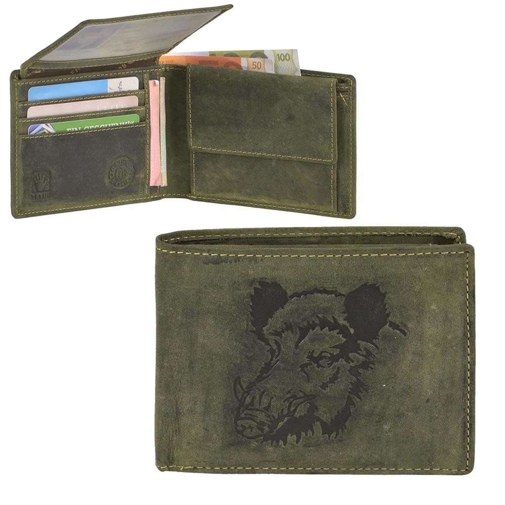 Greenburry Geldbörse Vintage Hunting (oA), Lederbörse, Portemonnaie, Eber-/Keiler-Prägung von Greenburry