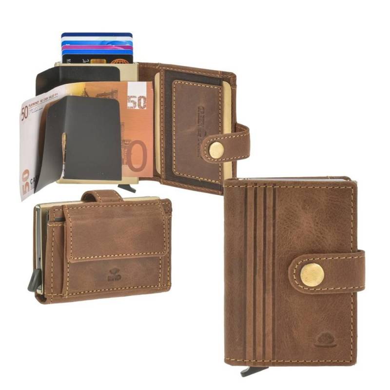 Greenburry Geldbörse "Vintage" Kartenetui Leder Minibörse klein mit RFID Schutz, Kartenbörse mit Münzfach, Card-Slider, Geldbörse mit Scheinfach von Greenburry