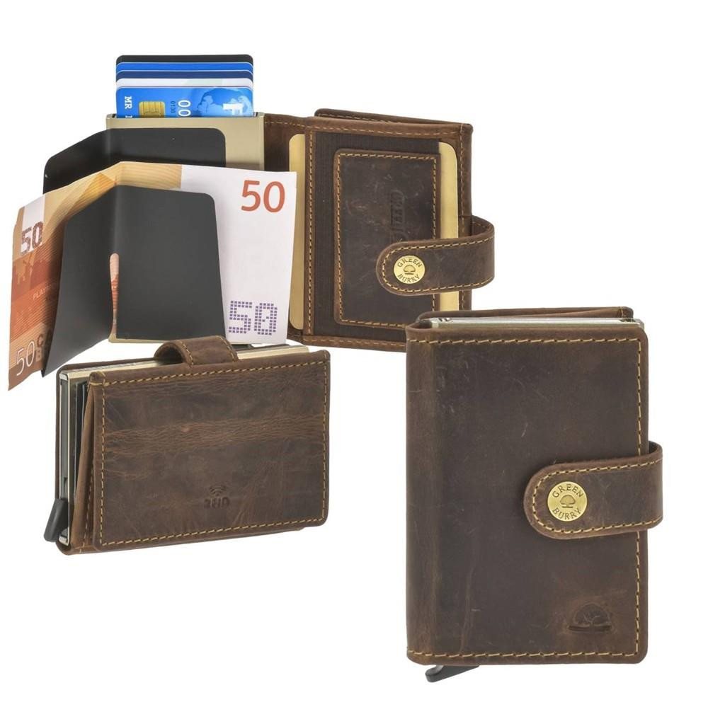 Greenburry Geldbörse "Vintage" Kartenetui Leder Minibörse klein mit RFID Schutz (BOX), Kartenbörse, Card-Slider, Geldbörse mit Scheinfach von Greenburry