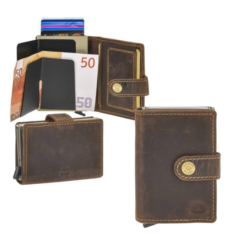 Greenburry Geldbörse "Vintage" Kartenetui Leder Minibörse klein mit RFID Schutz antikbraun, Kartenbörse, Card-Slider, Geldbörse mit Scheinfach von Greenburry