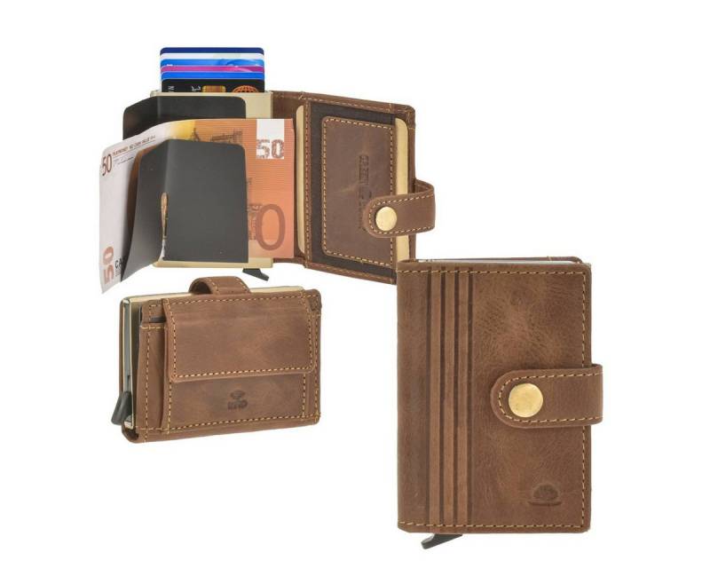 Greenburry Geldbörse "Vintage" Kartenetui RFID Leder, Kartenbörse mit Münzfach, Card-Slider, Geldbörse mit Scheinfach von Greenburry