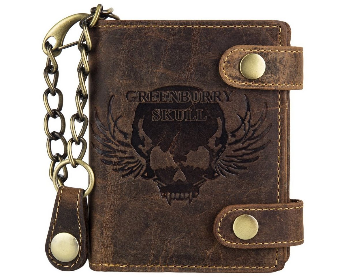 Greenburry Geldbörse Vintage Leder Biker Geldbörse mit Kette 1796A-Skull-25 von Greenburry