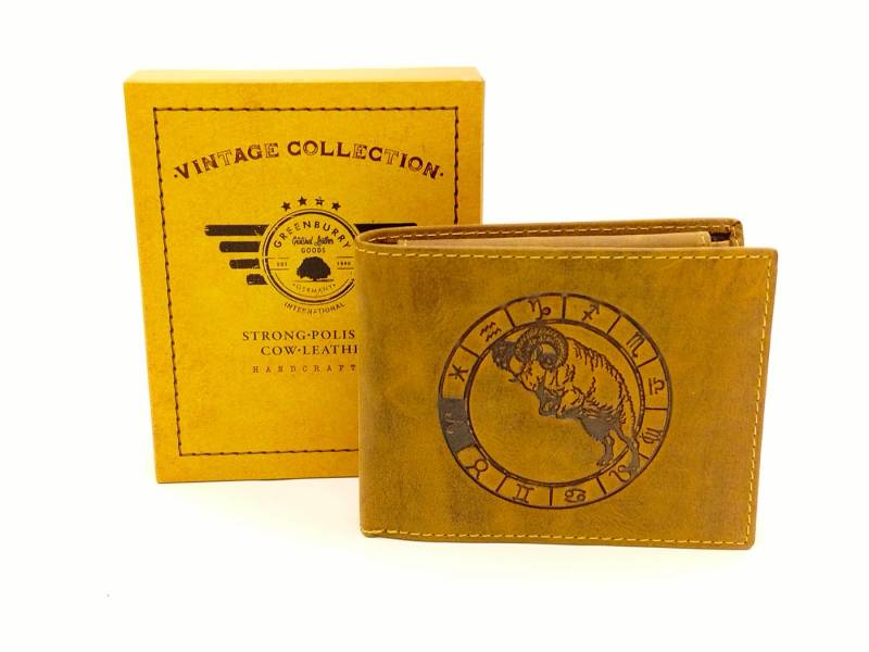 Greenburry Geldbörse Widder Sternzeichenbörse Antikleder braun von Greenburry