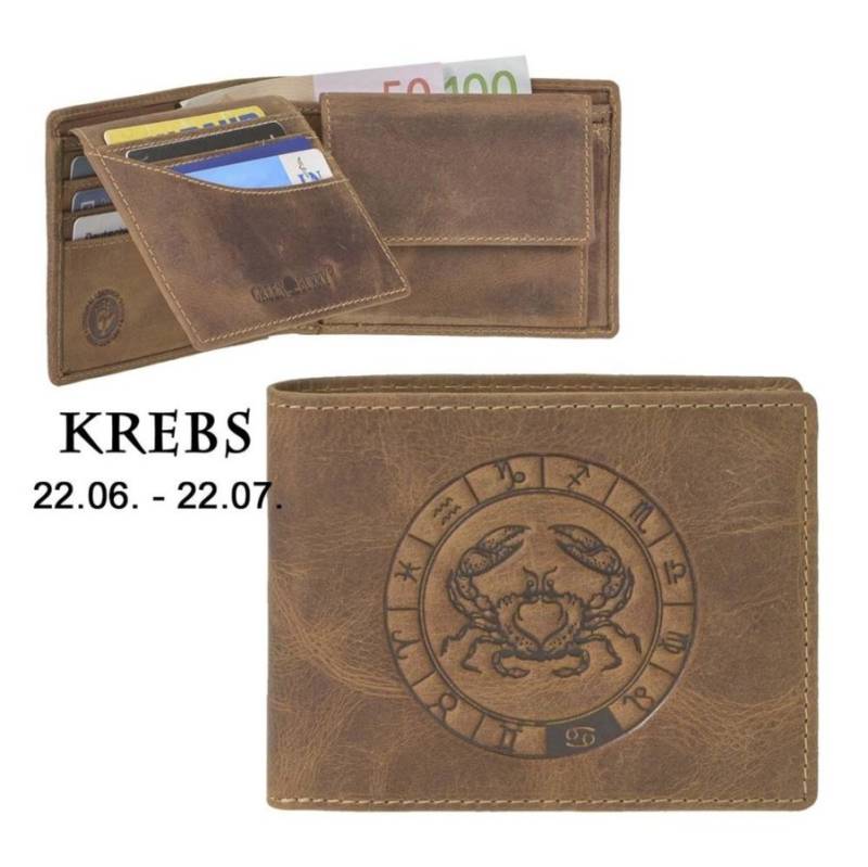 Geldbörse Leder 12x9cm "Vintage" mit Sternzeichen Krebs 1705 | Greenburry.de von Greenburry