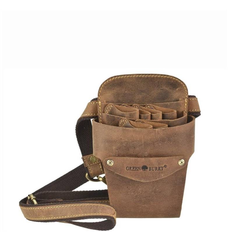 Greenburry Gürteltasche Vintage, Friseurtasche, Scherentasche, Vintage Leder antikbraun von Greenburry