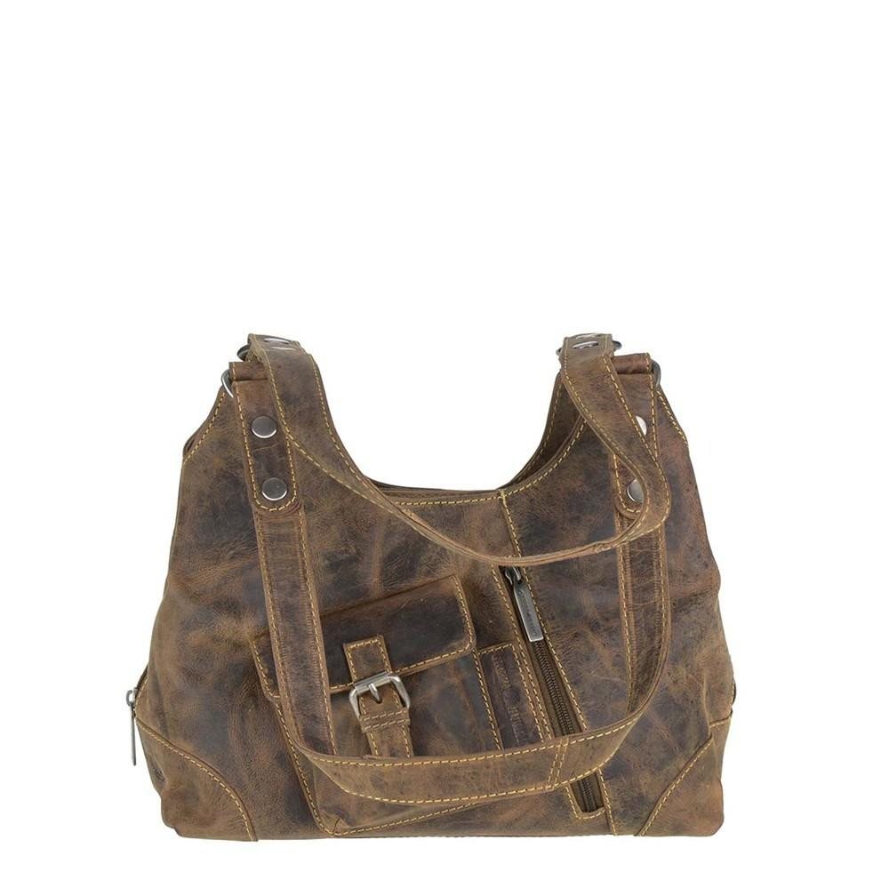Greenburry Handtasche "Vintage" Leder, used Look, Schultertasche 31x27cm, Handtasche, antikbraun von Greenburry