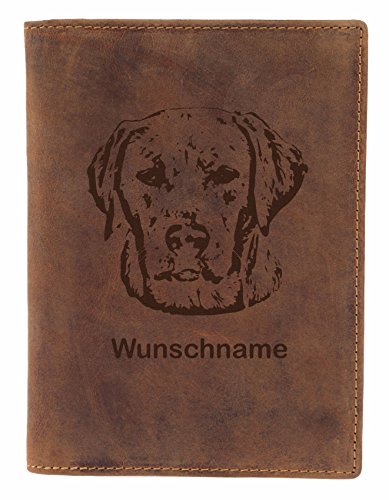 Greenburry Impfbuchhülle Ausweismappchen mit Hundemotiv Labrador Retriever I Leder von Greenburry