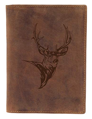 Greenburry Jäger-Ausweismappe mit Hirsch Motiv - Jagdschein-Etui aus Leder - 16,5x1,5x12cm von Greenburry