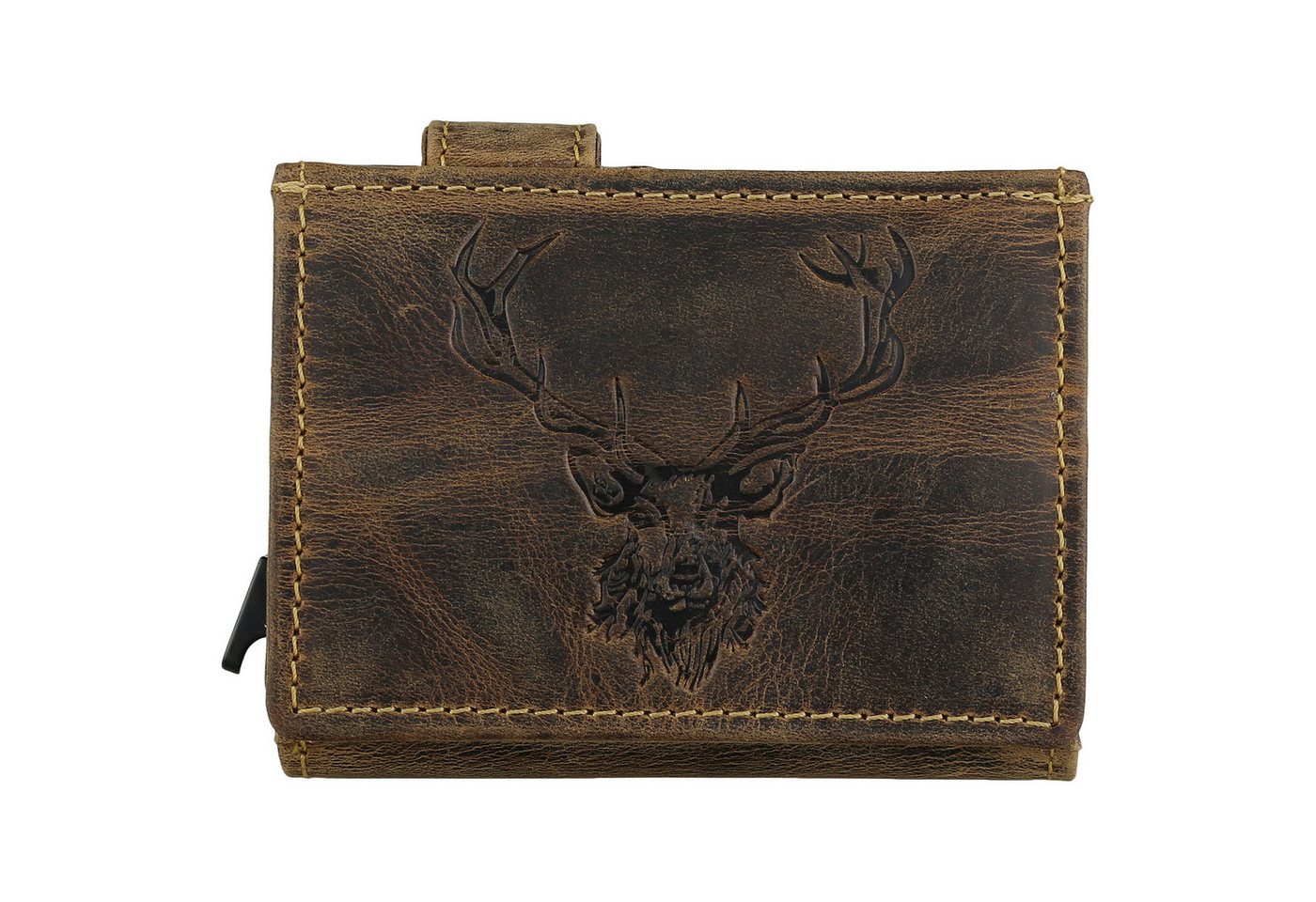 Greenburry Kartenetui Vintage RFID Leder Card-Slider Kartenetui 1687-RS-25-RFID, Wiener Schachtel von Greenburry