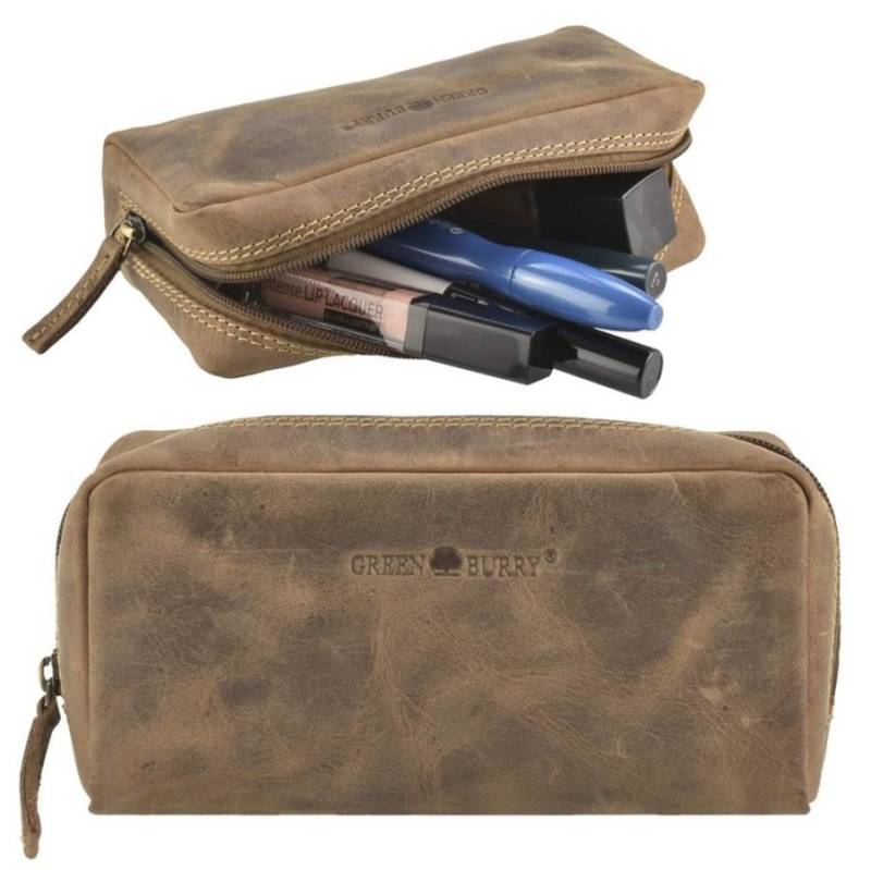 Kosmetiketui Leder 20x10cm "Vintage" antikbraun 1789C-25 | Greenburry.de von Greenburry