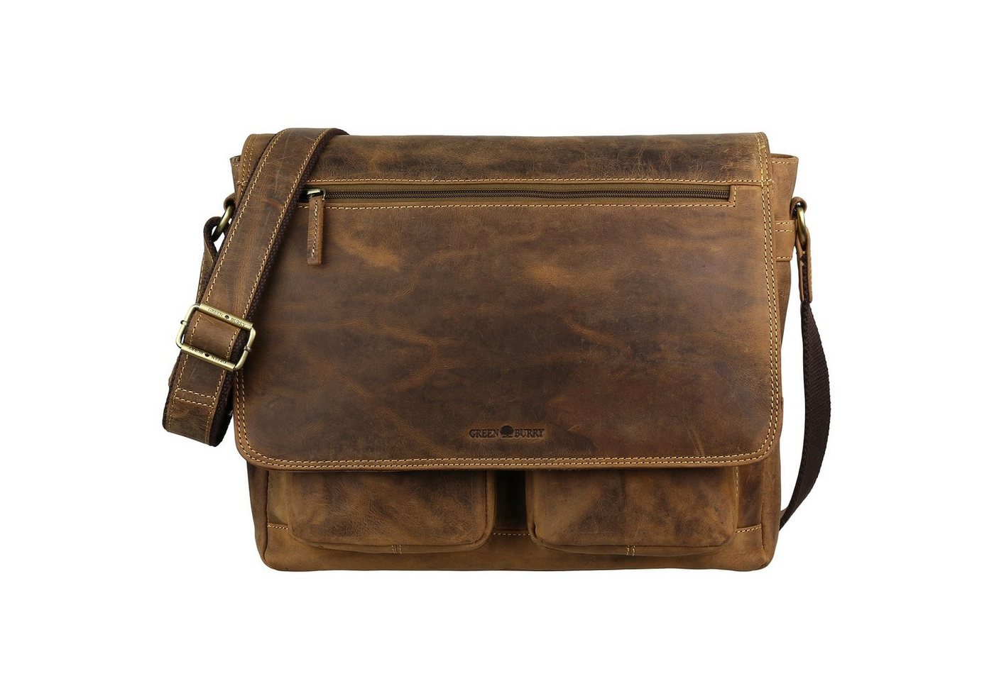 Greenburry Laptoptasche Vintage Leder Messenger Schultertasche Laptop Tasche FlapBag 1781-25 von Greenburry