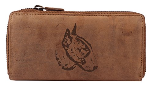 Greenburry Leder Geldbörse Geldbeutel Portemonnaie mit Hunde Motiv Bull Terrier von Greenburry