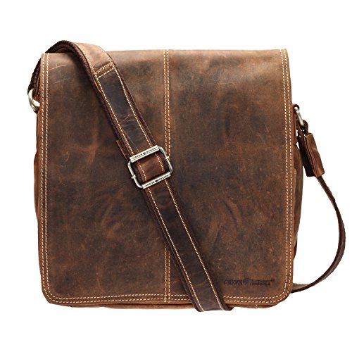 Greenburry Messenger Bag Rind-Leder Ordnungswunder Organizer Umhänge-Tasche 1729 (Rind Leder, A4) von Greenburry