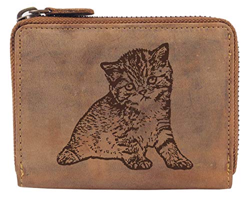 Greenburry Portemonnaie Damen Geldbörse Braun mit Motiv Einer Babykatze 13x10x3cm von Greenburry