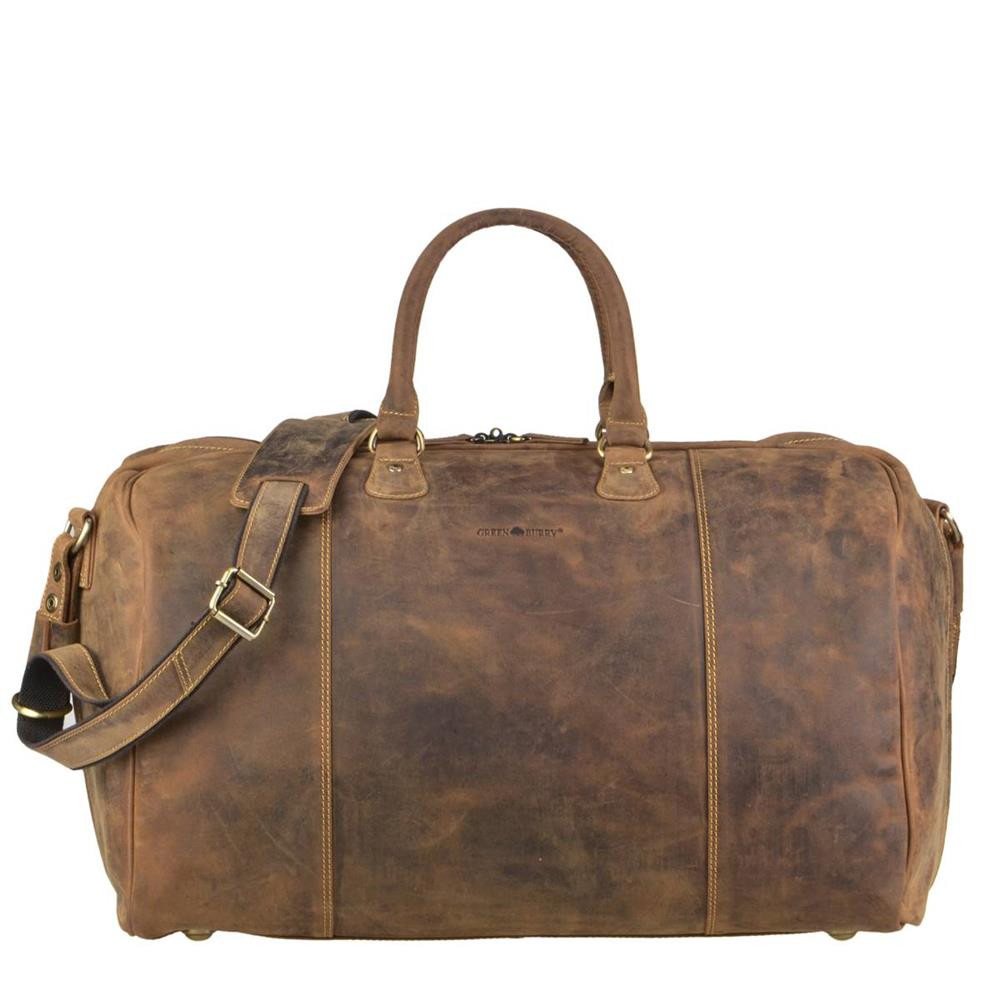 Greenburry Reisetasche "Vintage" Leder, Herren Weekender 49x33x26cm, Sporttasche, Leder antikbraun von Greenburry
