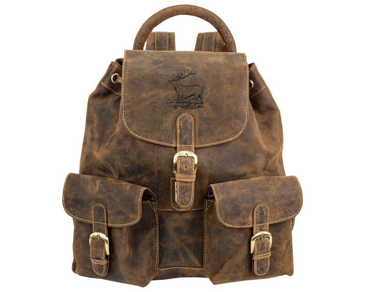 Greenburry Rucksack Vintage City Leder Damen Rucksack Daypack braun 1711-Stag-3-25 von Greenburry