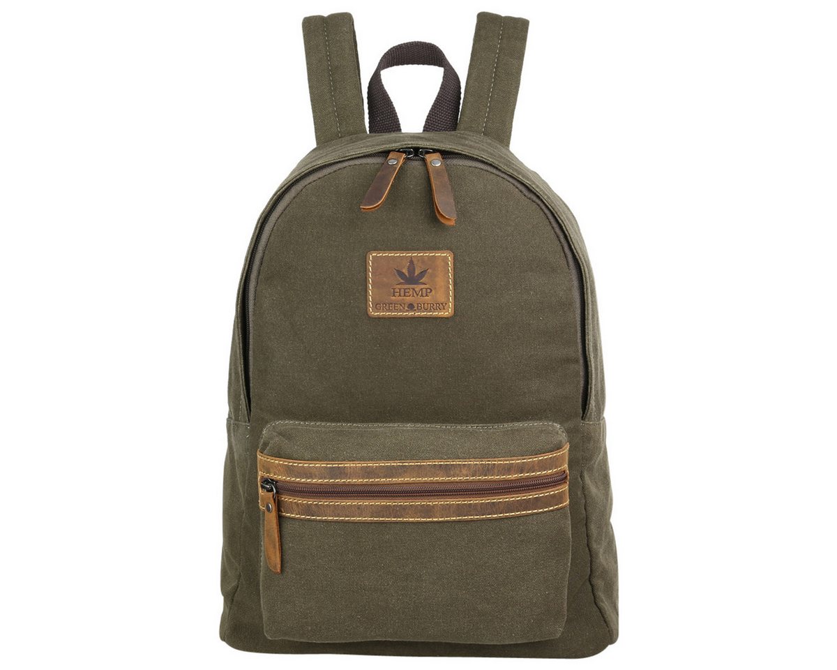 Greenburry Rucksack Vintage Hemp Rucksack Hanf Backpack Daypack 5921, Material aus 55% Hanffasern und 45% Baumwolle in Verbindung mit Leder von Greenburry
