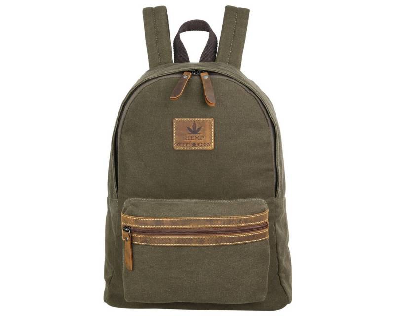 Greenburry Rucksack Vintage Hemp Rucksack Hanf Backpack Daypack 5921, Material aus 55% Hanffasern und 45% Baumwolle in Verbindung mit Leder von Greenburry