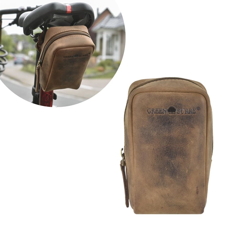 Fahrradtasche Leder 8x13cm "Vintage" antikbraun 1576-25 | Greenburry.d von Greenburry