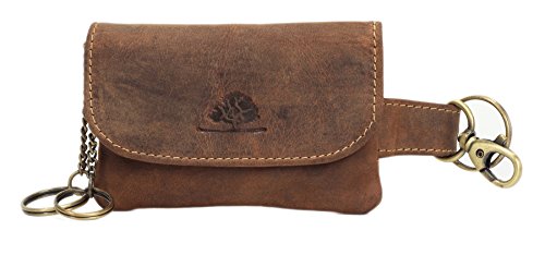 Greenburry Schlüsseletui Anhänger mit RV 1708A Logo-Prägung Rindleder Braun von Greenburry