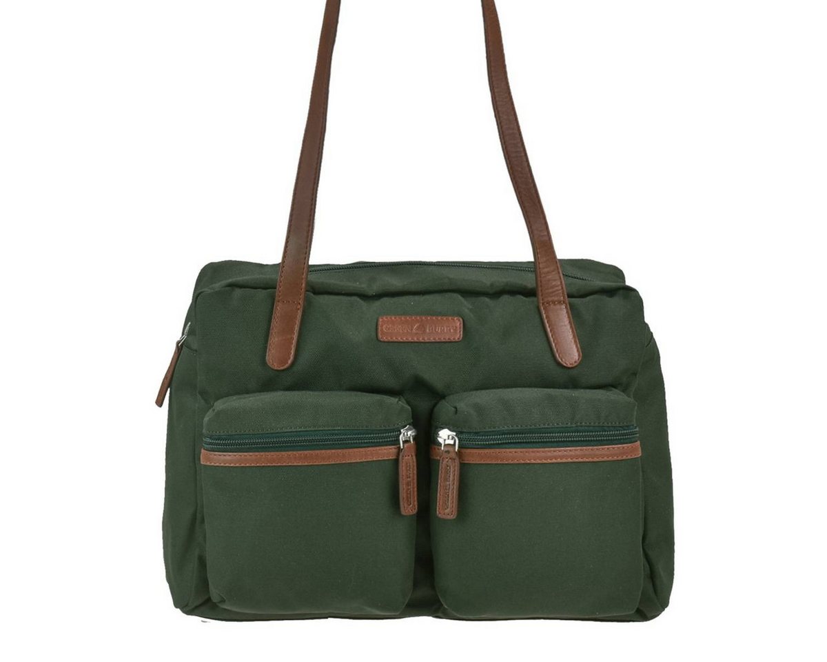 Greenburry Shopper Emily" Nylon Schultertasche 35x24cm, leicht, kompakt, praktisch, lange Gurte, grün" von Greenburry