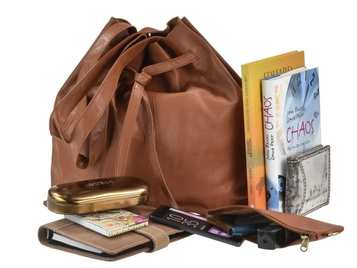 Greenburry Shopper "Eva" Beuteltasche Leder 37x32cm, Beuteltasche, mit kleiner Bag in Bag Tasche von Greenburry