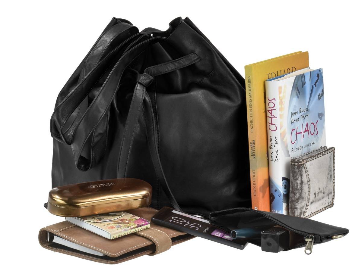 Greenburry Shopper "Eva" Beuteltasche Leder 37x32cm, Beuteltasche, mit kleiner Bag in Bag Tasche von Greenburry