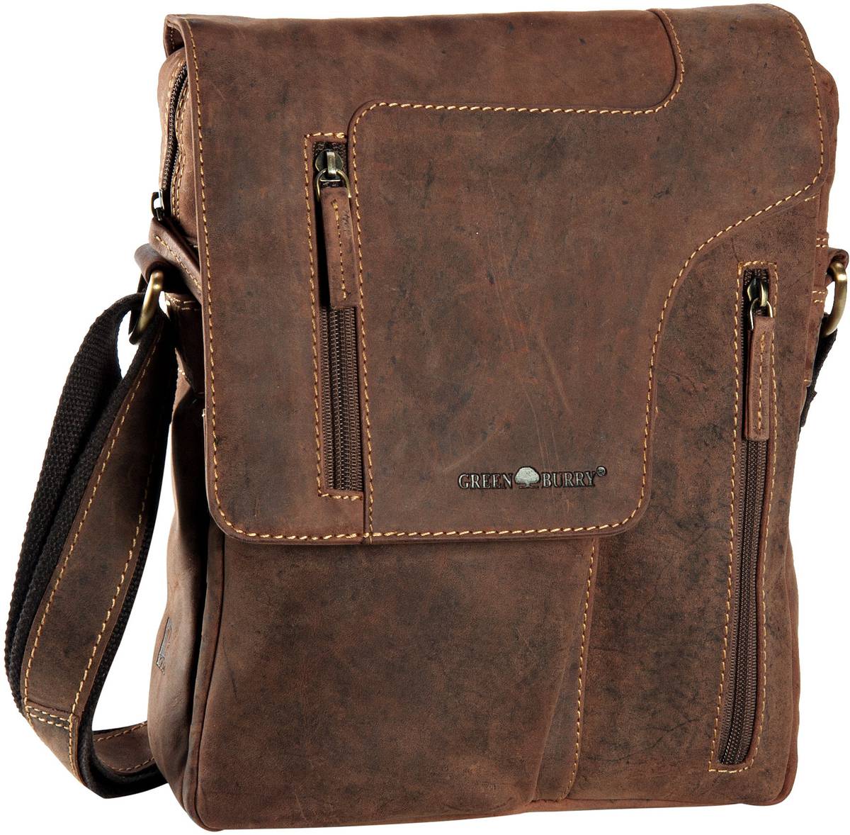 Greenburry Vintage Revolver Bag  in Braun (4.9 Liter), Umhängetasche von Greenburry