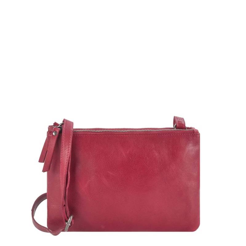 Schultertasche Leder 25x16cm mit 2 Fächern "Soft Washed" rot | Greenburry.de von Greenburry