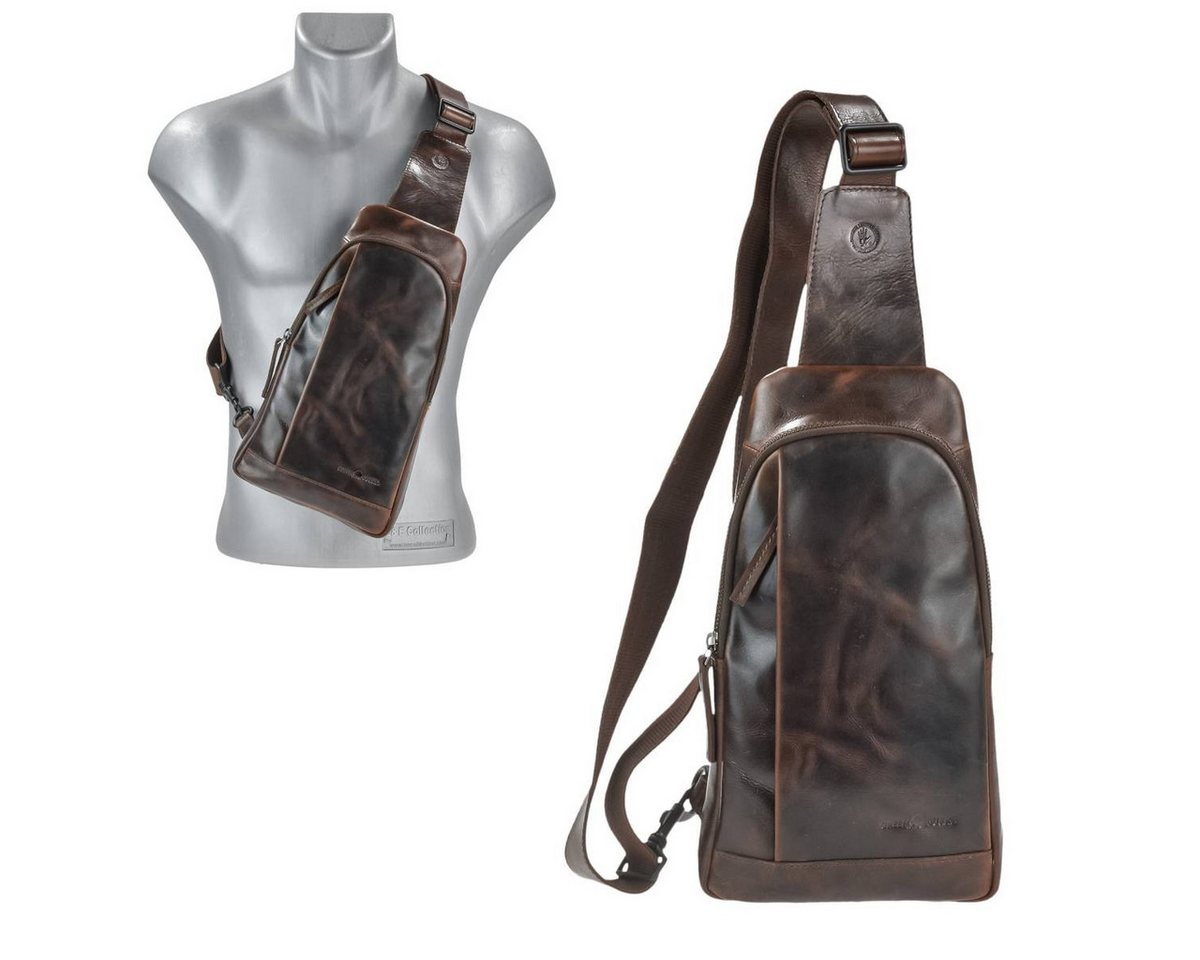 Greenburry Umhängetasche "Newport" Leder Crossover-Bag Crossbody Tasche Slingbag Herren Damen, Hauptfach 16x28cm, Gurt 100-150 cm von Greenburry