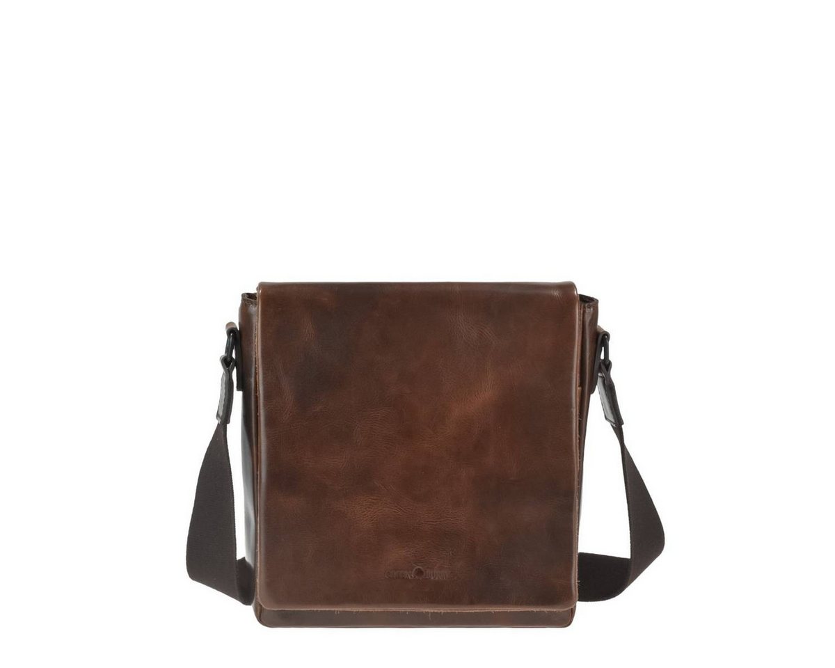 Greenburry Umhängetasche "Newport" Leder Tasche 26x25cm Herren Damen, Hauptfach 22x22cm, 160cm Schultergurt von Greenburry