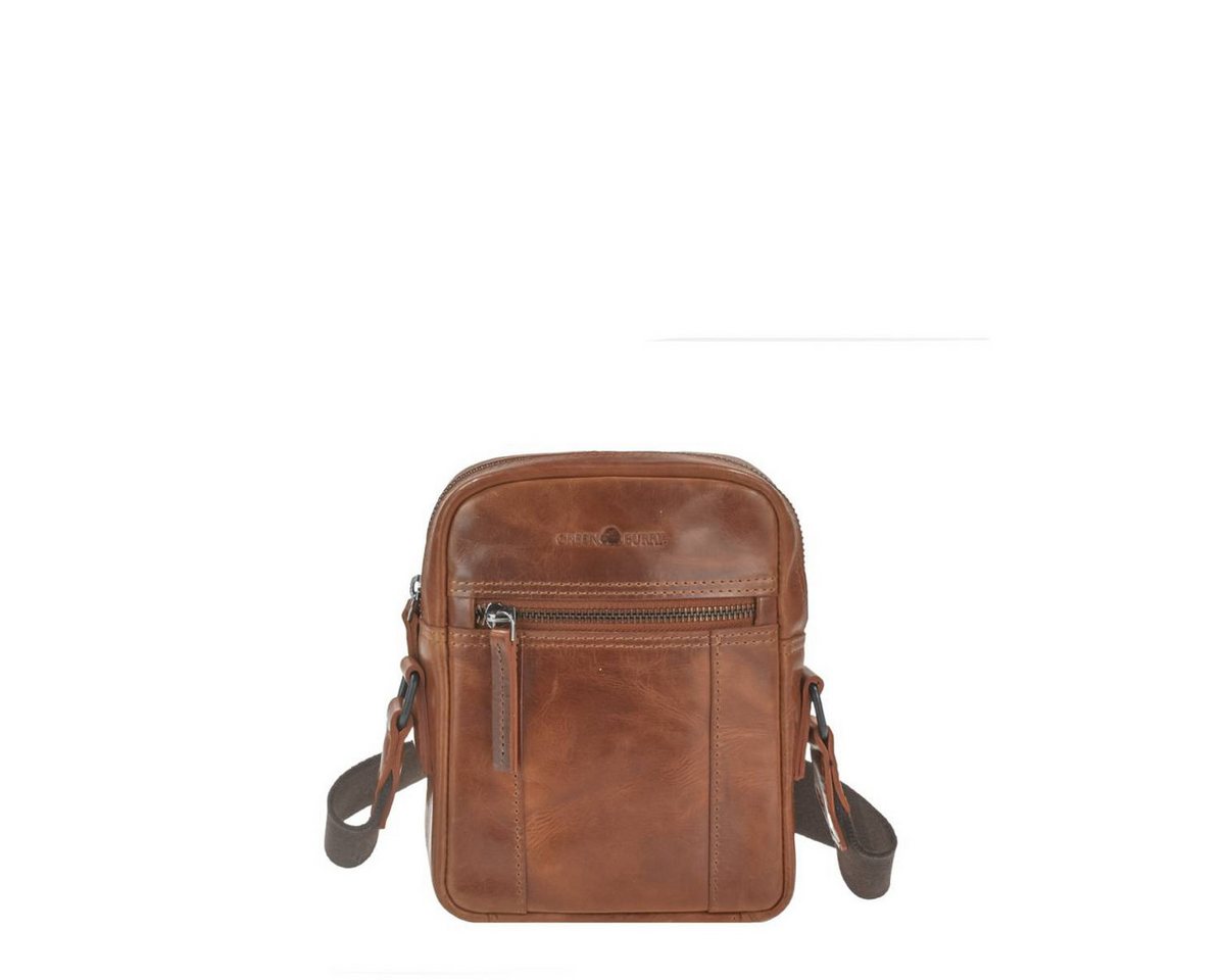 Greenburry Umhängetasche "Newport" Leder Tasche kleine Herrentasche Umhänger 17x20cm, Hauptfach 14x18cm, 145cm Schultergurt von Greenburry