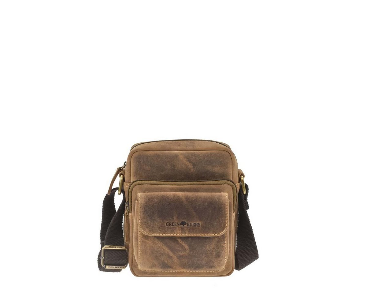 Greenburry Umhängetasche Vintage, Schultertasche 18x20cm, kleine Herrentasche, Leder, antikbraun von Greenburry