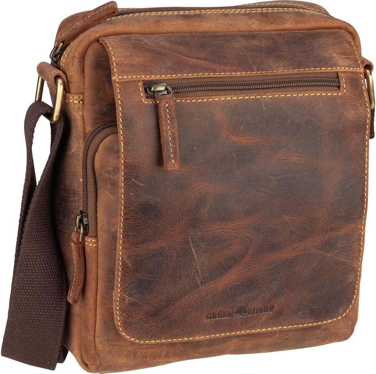 Greenburry Vintage 1554 Crossbody Bag  in Braun (4.7 Liter), Umhängetasche von Greenburry