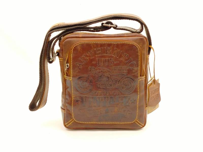 Greenburry Umhängetasche Vintage Biker Umhängetasche Leder 28cm mit Handyfach von Greenburry