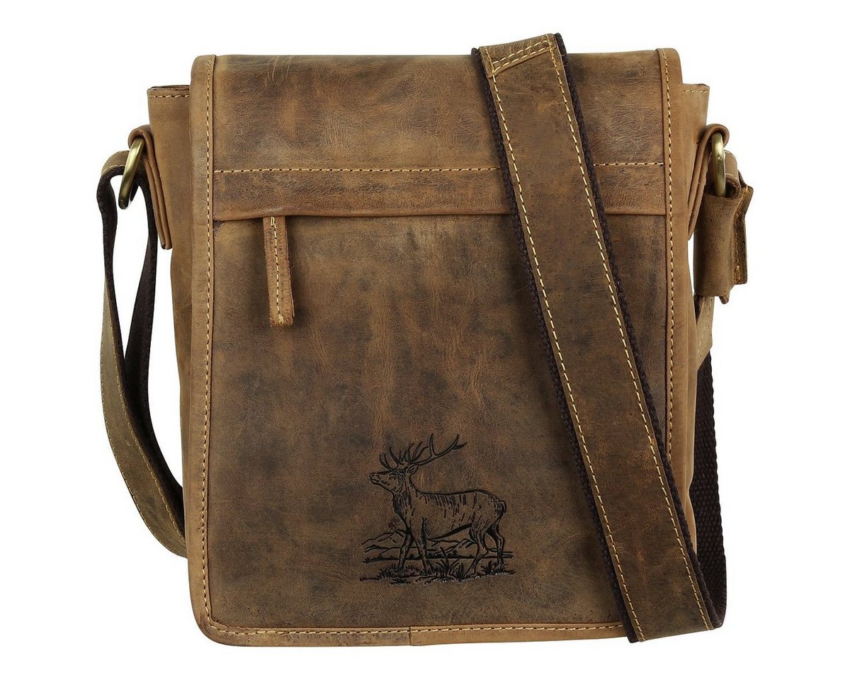 Greenburry Umhängetasche Vintage Flapzipt Tasche Leder Umhängetasche 1748A-Stag-3 von Greenburry