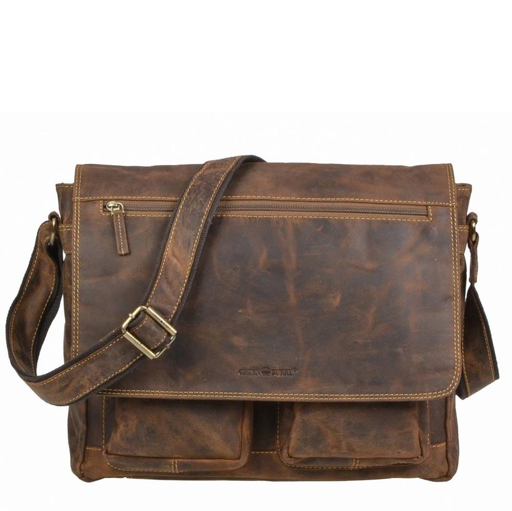 Greenburry Umhängetasche "Vintage" Leder, used Look, Schultertasche 35x32cm, Messenger Bag, antikbraun von Greenburry