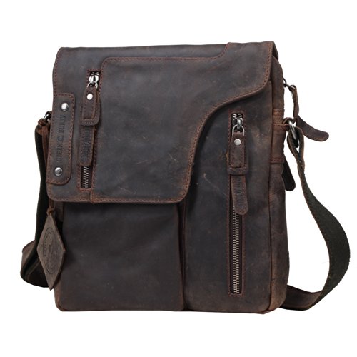 Greenburry VINTAGE Revival - Leder Umhängetasche Herrentasche Schultertasche - charcoal von Greenburry