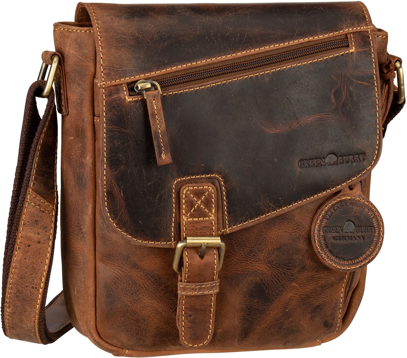 Greenburry Vintage 1540 Revolver Bag S  in Braun (4.2 Liter), Umhängetasche von Greenburry