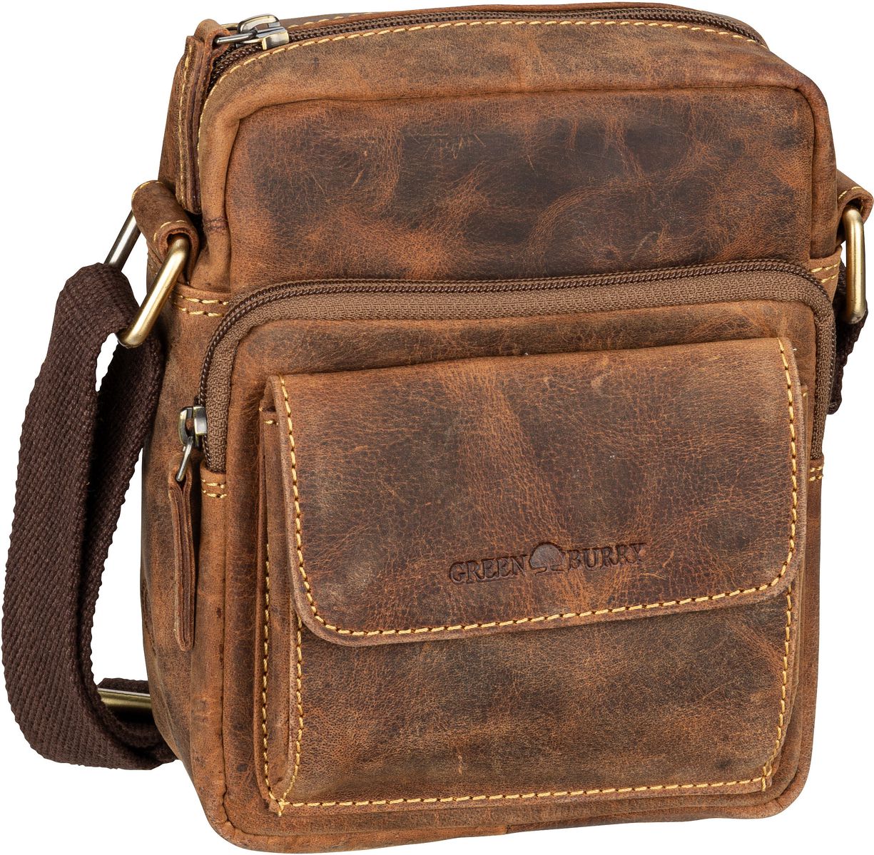 Greenburry Vintage 1542 Travel Crossbody Bag  in Braun (2.7 Liter), Umhängetasche von Greenburry