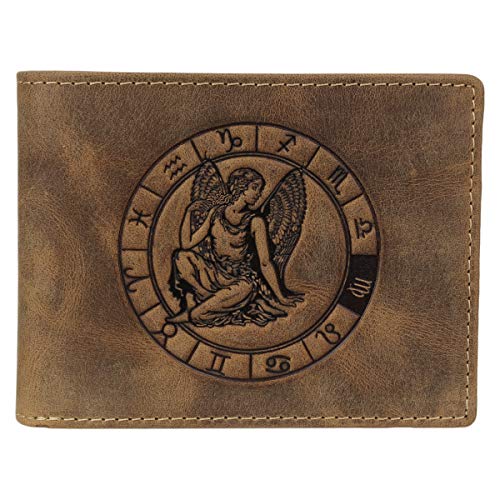 Greenburry Vintage 1705-Jungfrau Leder Geldbeutel Geldbörse Portemonnaie mit Sternzeichenmotiv Jungfrau von Greenburry