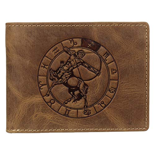 Greenburry Vintage 1705-Schütze Leder Geldbeutel Geldbörse Portemonnaie mit Sternzeichenmotiv Schütze von Greenburry