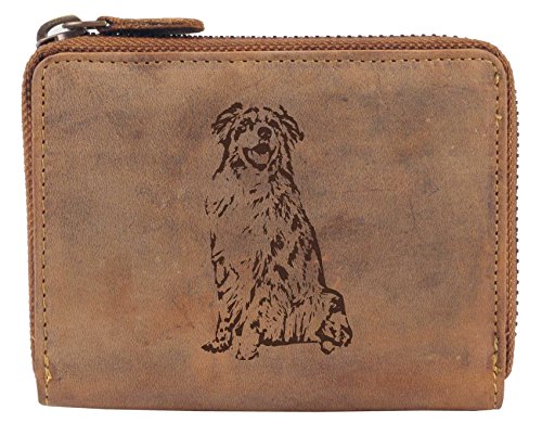 Greenburry Damen Portemonnaie aus Leder mit Hunde-Motiv Australian Shepherd l Leder von Greenburry