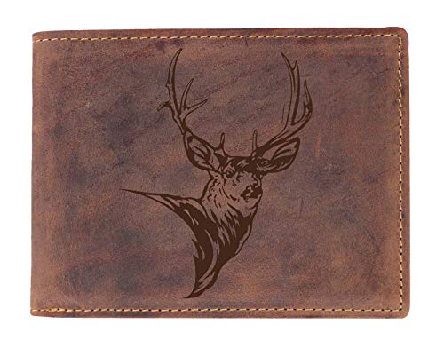 Greenburry Vintage Geldbörse mit Hirsch Motiv I Leder-Börse in braun I Geschenk für Jäger von Greenburry