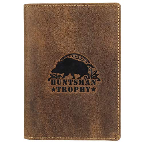 Greenburry Vintage Huntsman Trophy Leder Ausweismappe Dokumentenmappe Jagdschein Etui BV-328B-HT-WB, Farbe:Braun von Greenburry